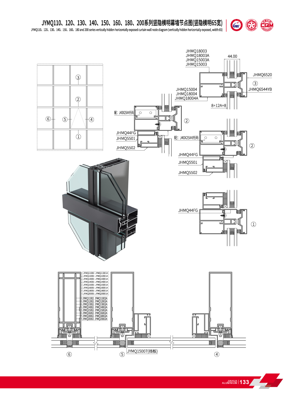 JYMQ110 / 120/130/140/150/160/180/200 Series Invisible pared de cortina