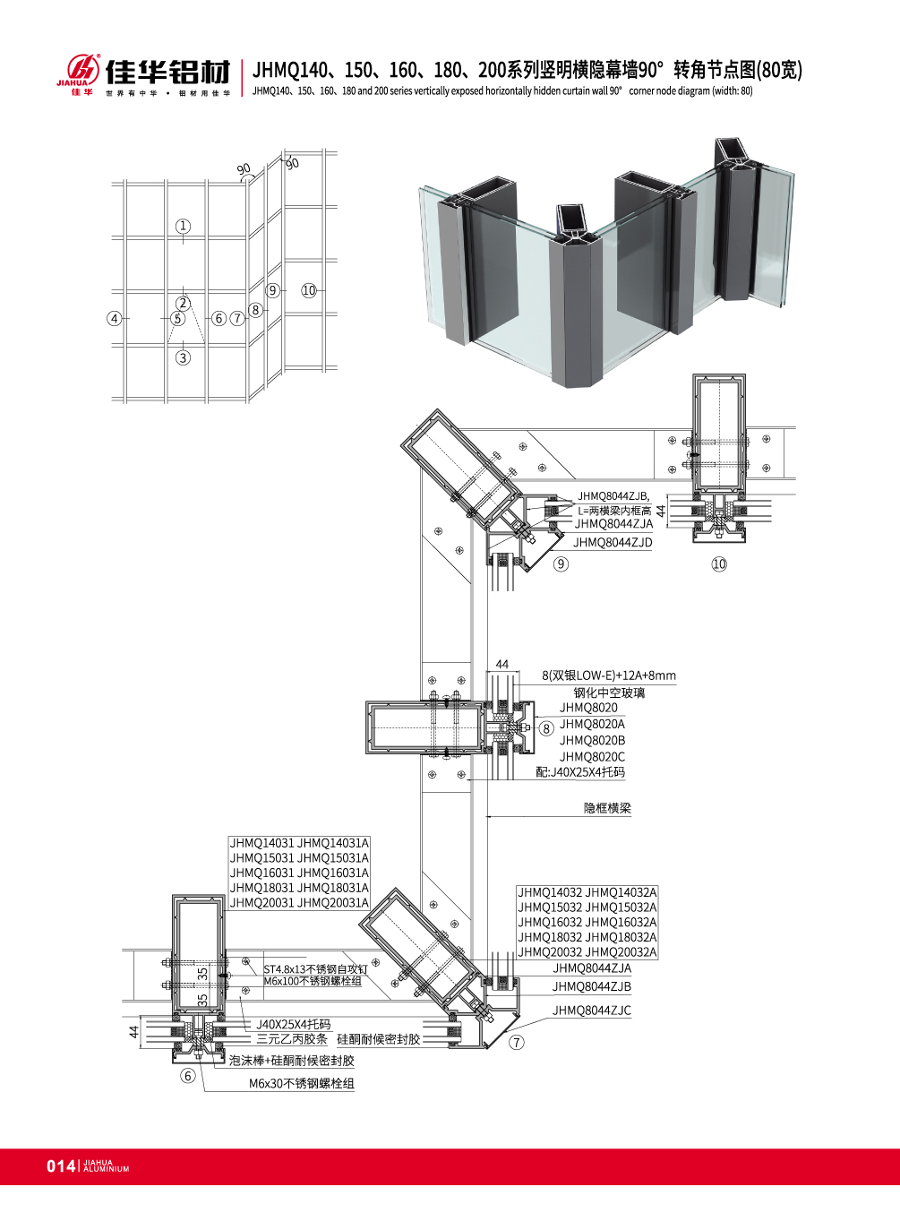 JHMQ140 / 150/160/180/200 Visible pared de cortina
