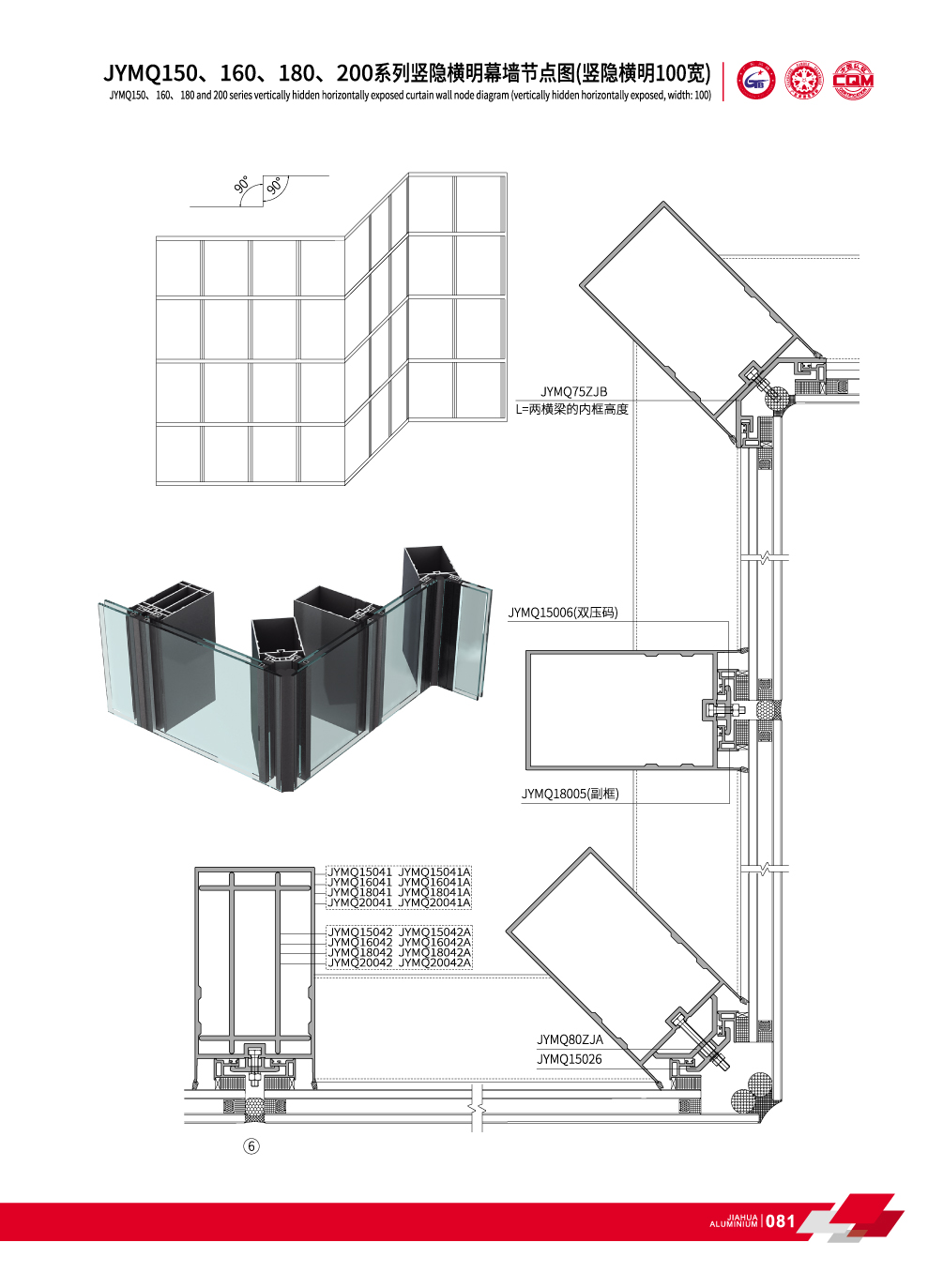 JYMQ150 / 160/180/200 Series invisible muro cortina