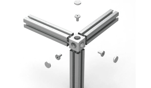 conexi&oacute;n de perfiles de aluminio industrial