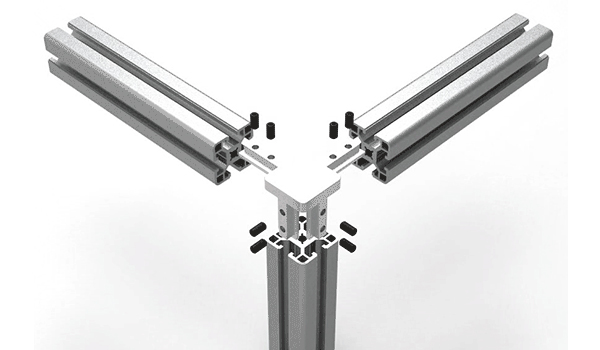 Conexi&oacute;n de perfiles de aluminio para marco